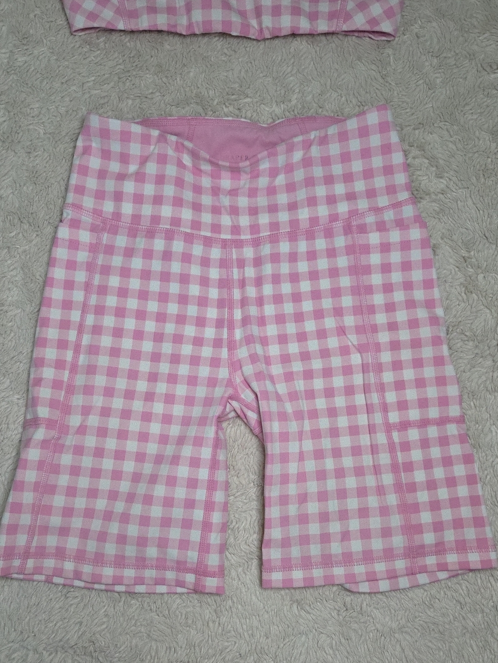 Women's Draper James Pink Plaid Workout Set Sz XS - Picture 3 of 8
